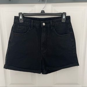 SHEIN Black High Waist Roll Up Hem Denim Shorts Size Small